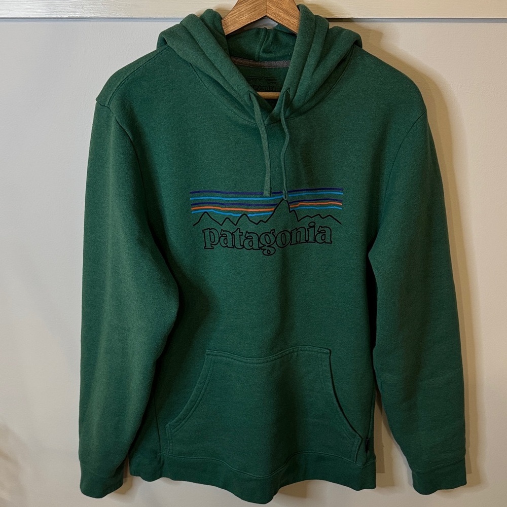 Patagonia Men’s P-6 Logo Uprisal Hoody Fleece Lined Green Long Sleeve Size M - Picture 3 of 7